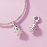 925 Sterling Silver Platinum Plated Luminous Cat Star Pendant - Side View