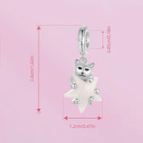 925 Sterling Silver Platinum Plated Luminous Cat Star Pendant - Top-Down View