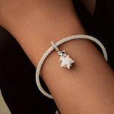 925 Sterling Silver Platinum Plated Luminous Cat Star Pendant - Rear View