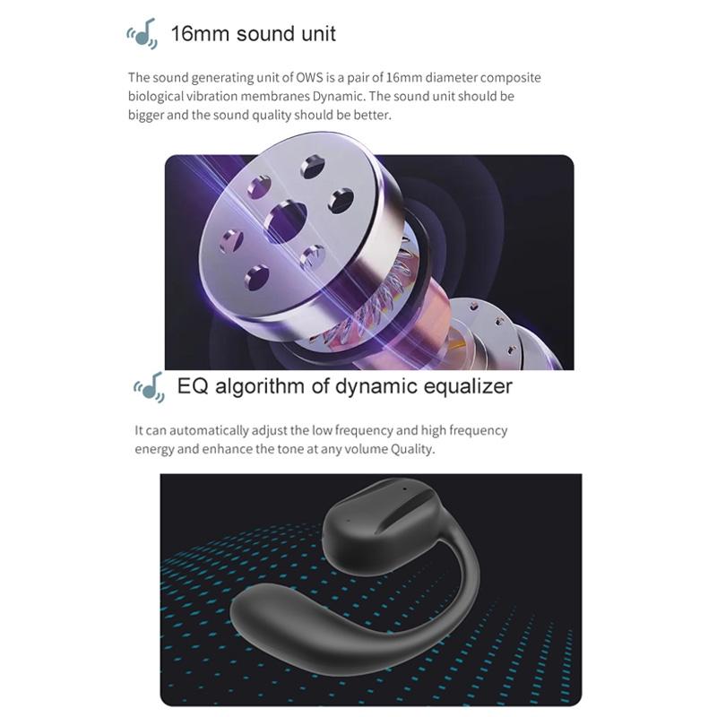 Black Yj77 Bluetooth 5.2 Ear-mounted Bone Conduction Headset for Left Ear - Left Ear Black