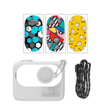 Silicone Case for Insta360 Go 3 with Neck Strap and Skin Wrap - White - Front View