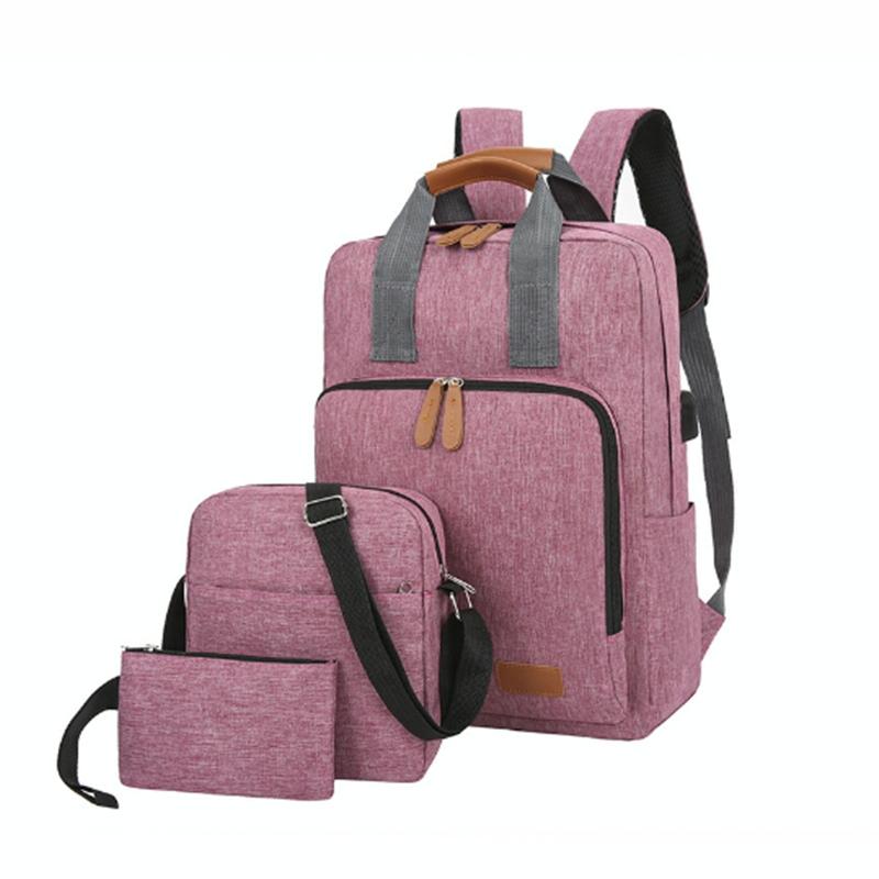 3-in-1 Student Usb Backpack - Multi-functional - Light Grey