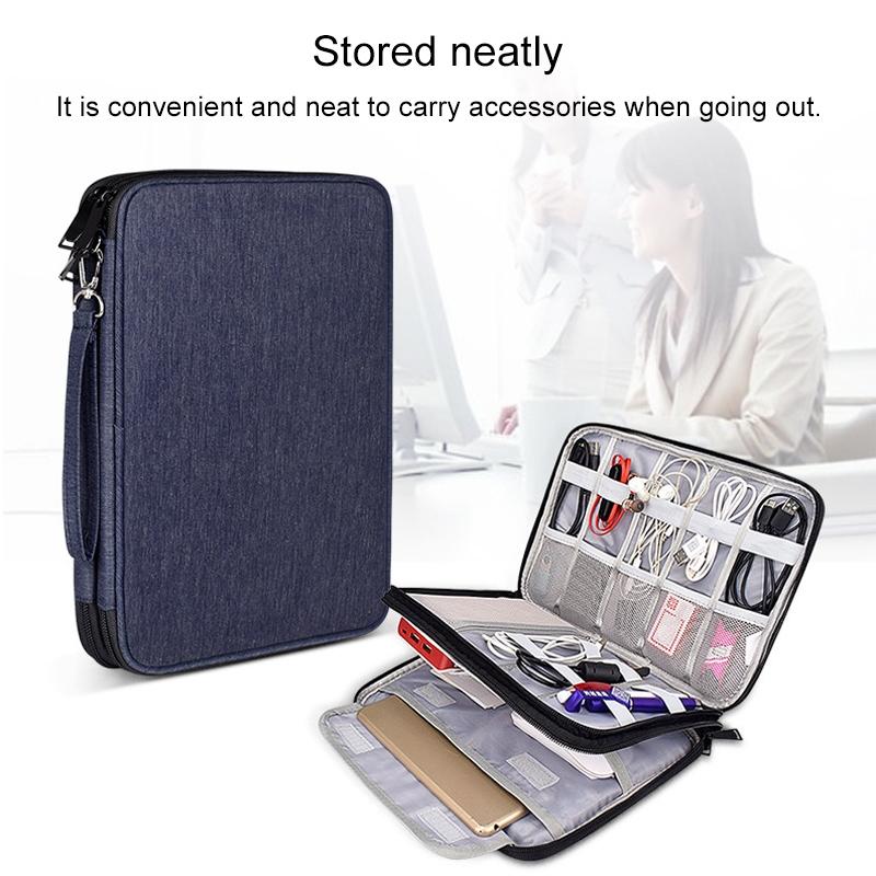 Waterproof Multi-function Storage Bag for Digital Accessories - l - Navy Blue
