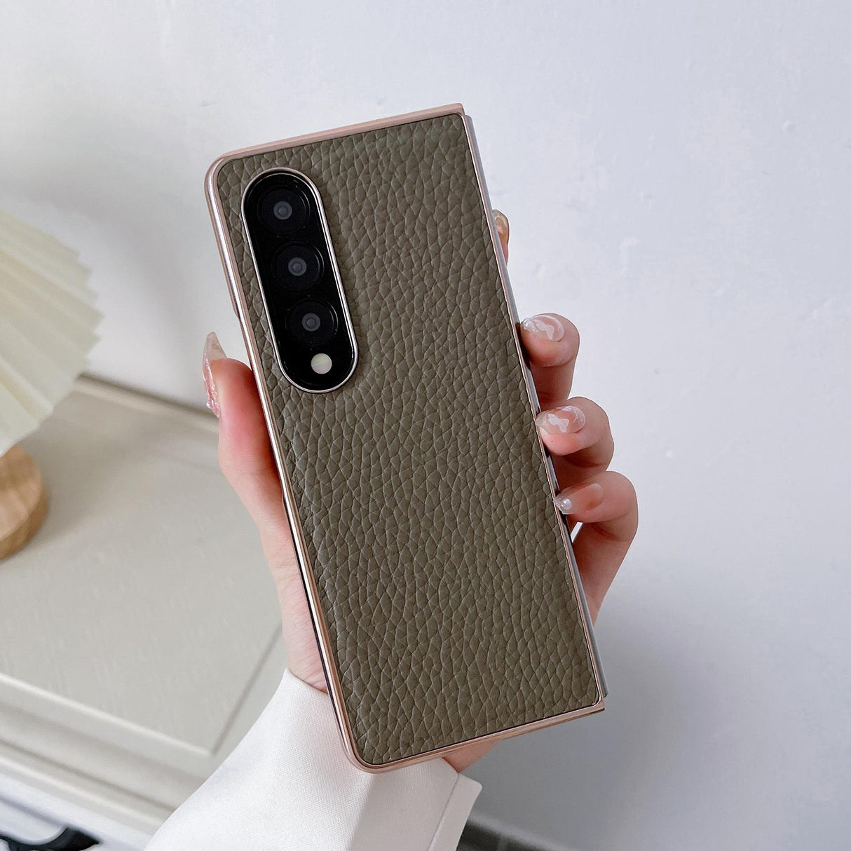 For Samsung Galaxy Z Fold4 5G Star Series Nano Electroplating Pu Case - Elephant Grey