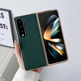 For Samsung Galaxy Z Fold4 5G Star Series Nano Electroplating Pu Case - Elephant Grey