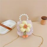 Cartoon Flower Princess Crossbody Bag With Pearl Detail - Pink