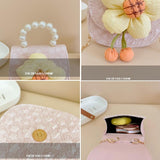 Cartoon Flower Princess Crossbody Bag With Pearl Detail - Pink - 45-Degree Angle