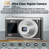 4K Hd Optical Zoom Digital Camera 60Mp Dual Screen Selfie Camera No Memory - Black - Side View