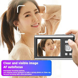 4K Hd Optical Zoom Digital Camera 60Mp Dual Screen Selfie Camera No Memory - Black - Low Angle