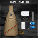 Men Oxford Cloth Crossbody Chest Bag Outdoor Leisure Single Shoulder Bag - Black - Side View