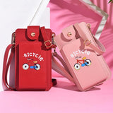 Printed Mini Shoulder Bag With Card Holder - Red - Low Angle