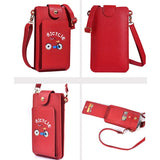 Printed Mini Shoulder Bag With Card Holder - Red