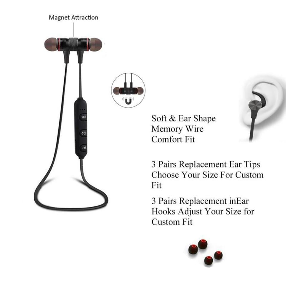 Wireless Bluetooth Sport Earbuds with Mic - Moreblue S07 - Black