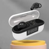 Wireless Noise-cancelling Earbuds with Digital Display and Charging Case - White