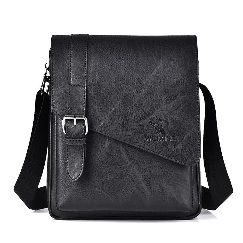 Retro Crossbody Messenger Bag Large Capacity - Black