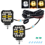 4 Inch Square Mixed Luminous Fishbone Angel Eye Car Work Light - Top-Down View