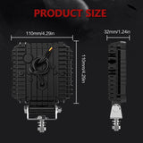 4 Inch Square Mixed Luminous Fishbone Angel Eye Car Work Light - Extra Image