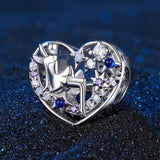 925 Sterling Silver Diy Elf Heart Bead Bracelet & Necklace Set - Side View