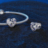 925 Sterling Silver Diy Elf Heart Bead Bracelet & Necklace Set - 45-Degree Angle