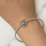 925 Sterling Silver Diy Elf Heart Bead Bracelet & Necklace Set - Low Angle