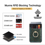 Rfid Snake Texture Phone Card Bag With Ring Fits Most Phones - Green - Top-Down View