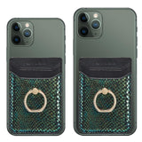 Rfid Snake Texture Phone Card Bag With Ring Fits Most Phones - Green - 45-Degree Angle