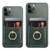 Rfid Snake Texture Phone Card Bag With Ring Fits Most Phones - Green - Rear View