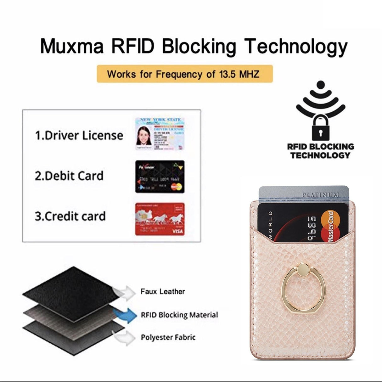 Rfid Snake Texture Phone Card Bag With Ring Fits Most Phones - Green