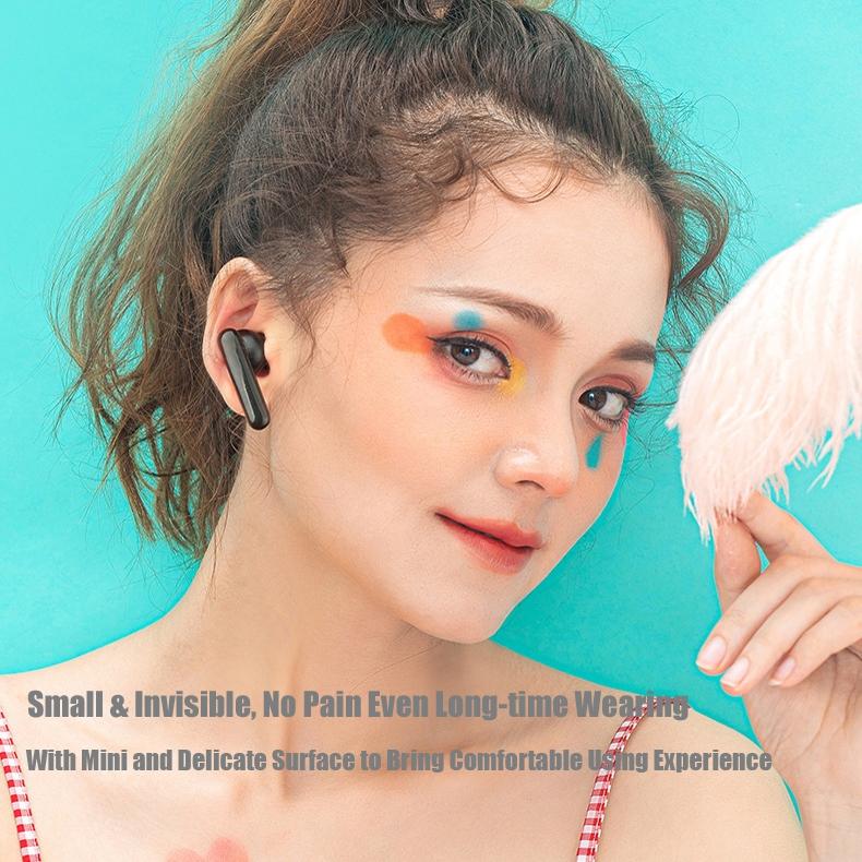 Mini Touch Control Tws Wireless Earphones with Mic & Charger Box - Black