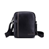 Men Leather Shoulder Bag Casual Mini Diagonal - Black