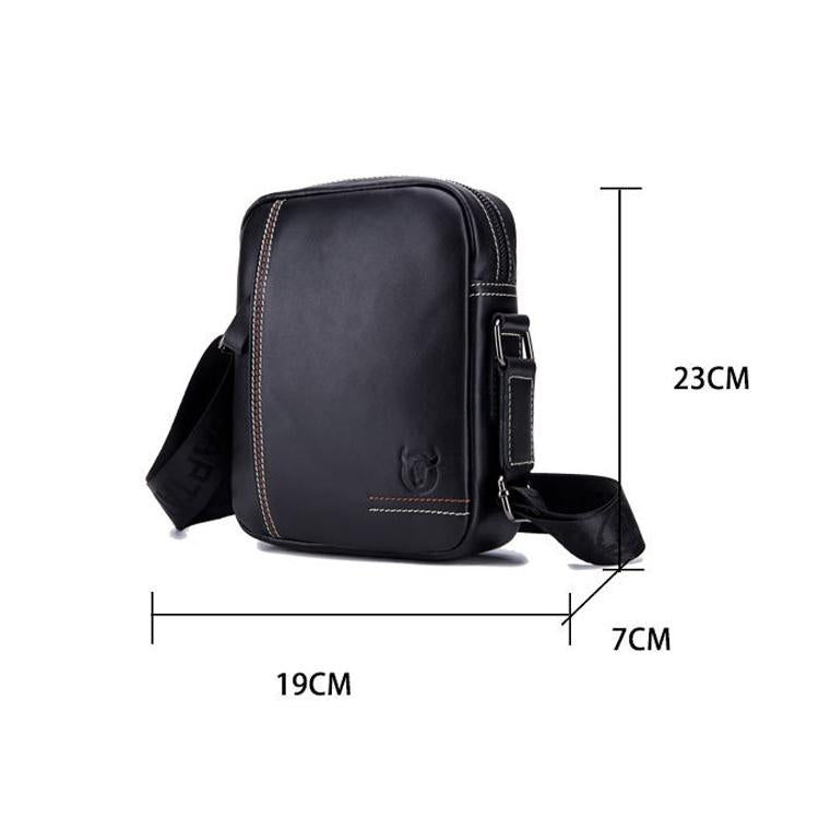 Men Leather Shoulder Bag Casual Mini Diagonal - Black