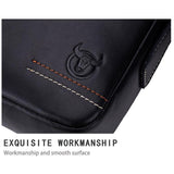 Men Leather Shoulder Bag Casual Mini Diagonal - Black