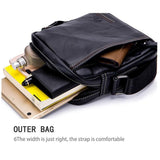Men Leather Shoulder Bag Casual Mini Diagonal - Black