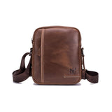 Men Leather Shoulder Bag Casual Mini Diagonal - Black