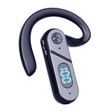 V28 Bluetooth Voice Control Earphone - Black Digital Display Single Ear - Front View