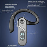 V28 Bluetooth Voice Control Earphone - Black Digital Display Single Ear - Top-Down View