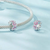 925 Sterling Silver Gradient Cherry Blossom Spacer Beads - Top-Down View
