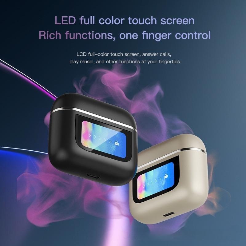 Wireless Anc Bluetooth Earphones with Touch Screen and Active Noise Reduction - Champagne Gold