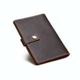 Vintage Dark Coffee Leather Passport Holder - Top-Down View