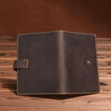 Vintage Dark Coffee Leather Passport Holder - 45-Degree Angle