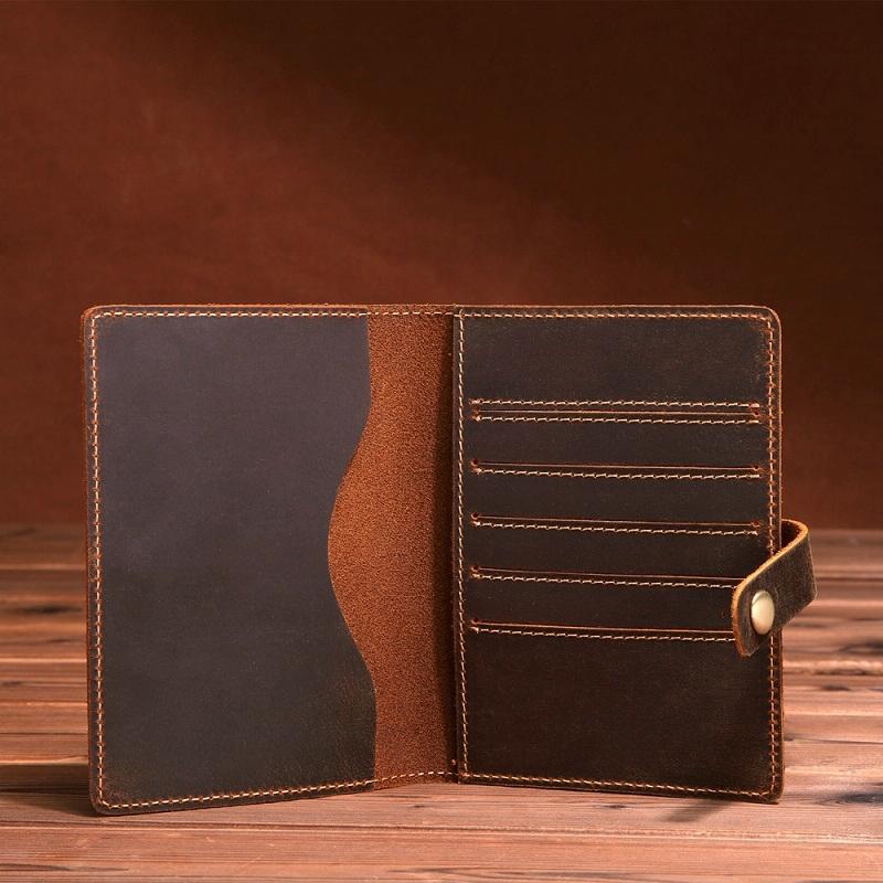 Vintage Dark Coffee Leather Passport Holder