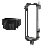Metal Rabbit Cage & Lens Cover Set for Insta360 X4 - Black - Front View