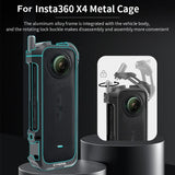 Metal Rabbit Cage & Lens Cover Set for Insta360 X4 - Black - Side View