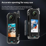 Metal Rabbit Cage & Lens Cover Set for Insta360 X4 - Black - Top-Down View