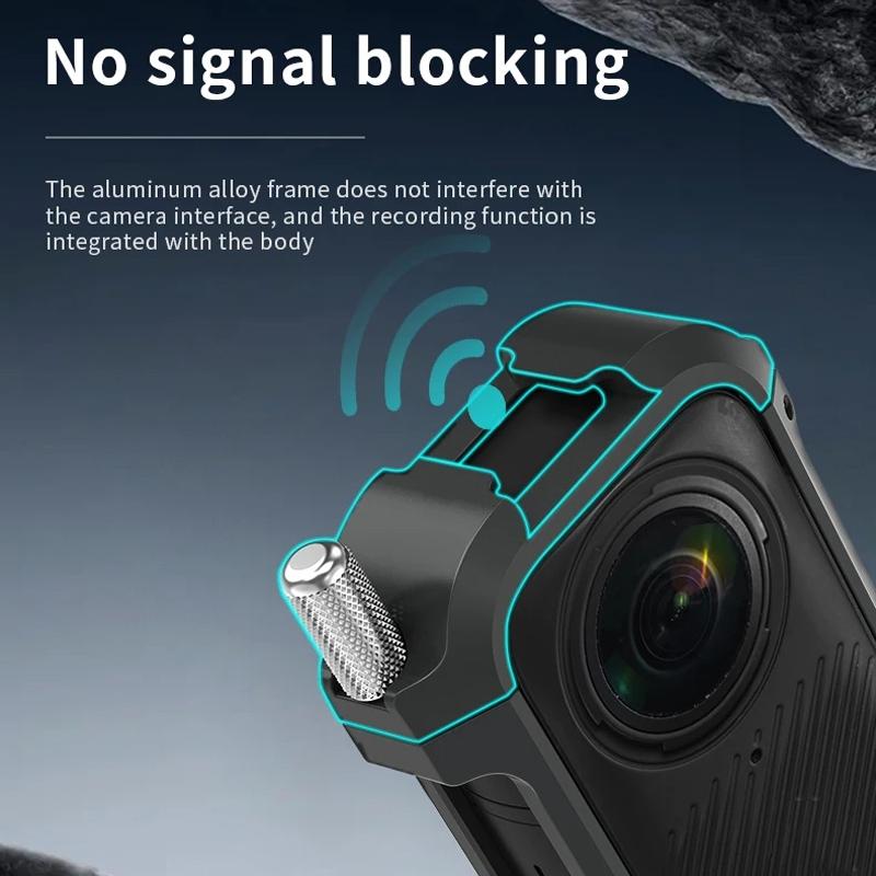 Metal Rabbit Cage & Lens Cover Set for Insta360 X4 - Black