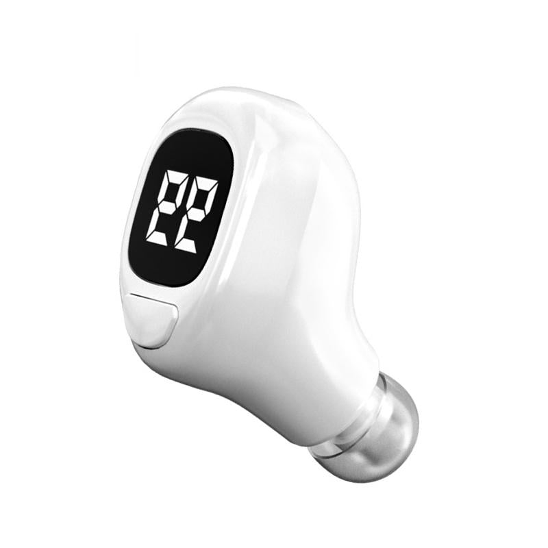 Mini Bluetooth Earphone with Digital Display for Business - Black