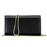 Chic One Shoulder Cowhide Bag For Women - Black - Top-Down View