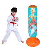 Children'S Inflatable Vertical Boxing Column - Cartoon Underwater Animal Pattern - 1.25M Height - Blue - Low Angle