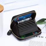Multi Position Zipper Organ Card Holder Versatile Business Accessory - Red