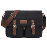 Men Canvas Crossbody Messenger Bag - Black